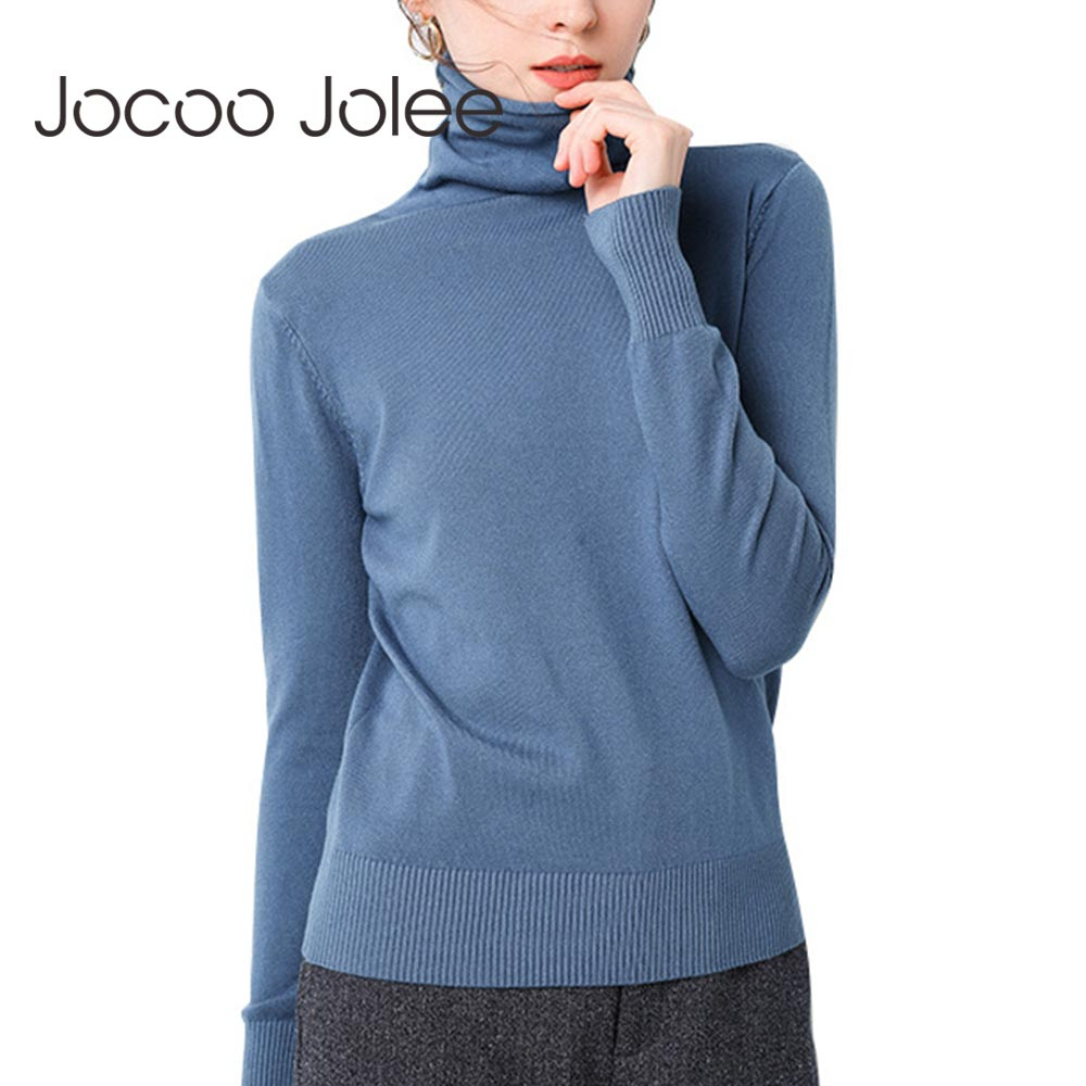 

Women Solid Cotton Soft Bottoming Sweater Casual Flat Knitted Jumper Long Sleeve Elegant Turtleneck Pullover Autumn Knitwear 210518, Black
