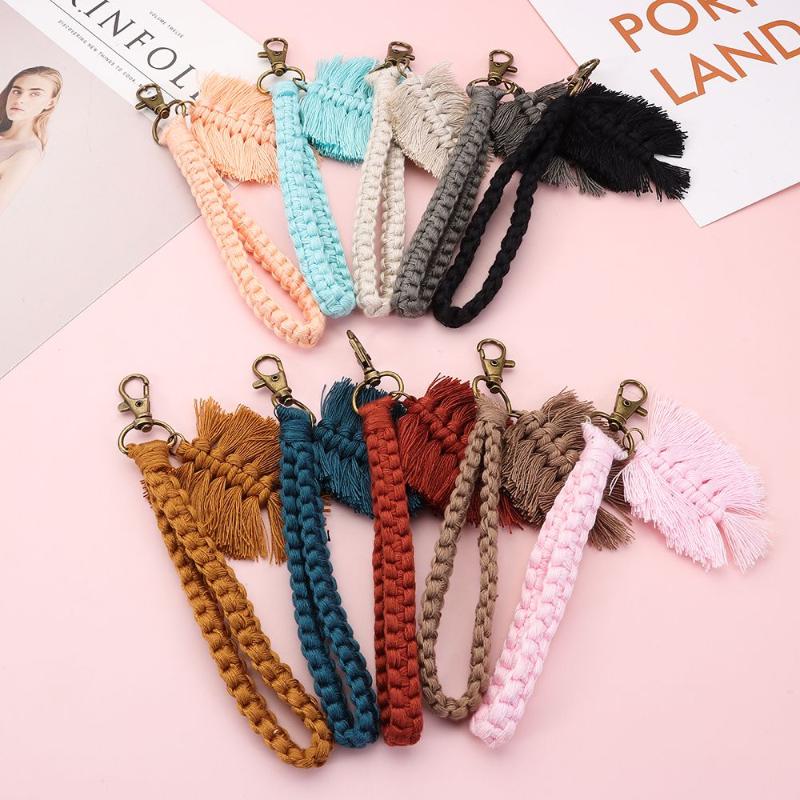 

Keychains Gifts For Women Men Handbag Keyring Style Creative Tassel Keychain Boho Car Hanging Accessories Weaving Key Chain