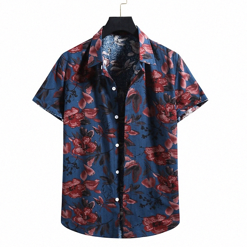 Men's Shirt 3D Print Graphic Prints Button Down Collar Vacation Beach Print Short Sleeve Tops Navy Blue 702L#