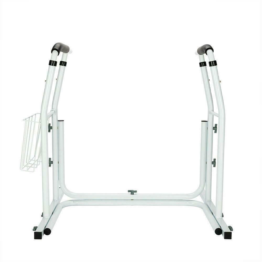 

Medical Freestanding Stand Alone Toilet Safety Rail Padded Armrest Comfort White