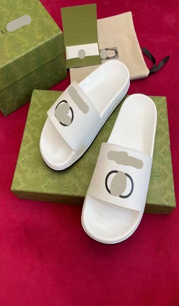 

High quality womens slide sandals fashion Summer men flats slippers Indoor Shoes Size EUR 35-46 With Box, Chocolate