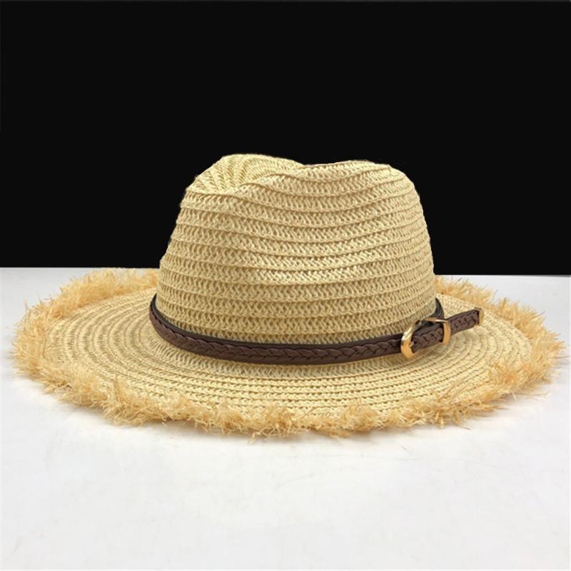 

Panama Hat Girls Raffia Straw Fedora Male Sunhat Women Summer Beach Sun Visor Cap Chapeau Cool Jazz Trilby Sombrero Wide Brim Hats, Coffe straw panama