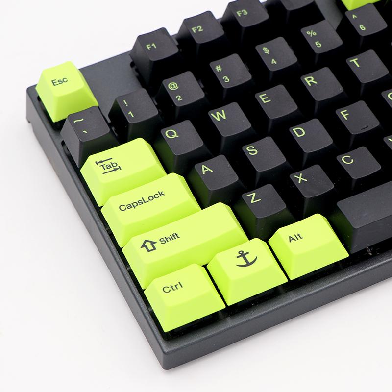 

Keyboards Keypro Black Green 108/130 Double-s Two Color Font PBT Keycap For Wired USB Mechanical Keyboard Cherry MX Switch KEYCAPS