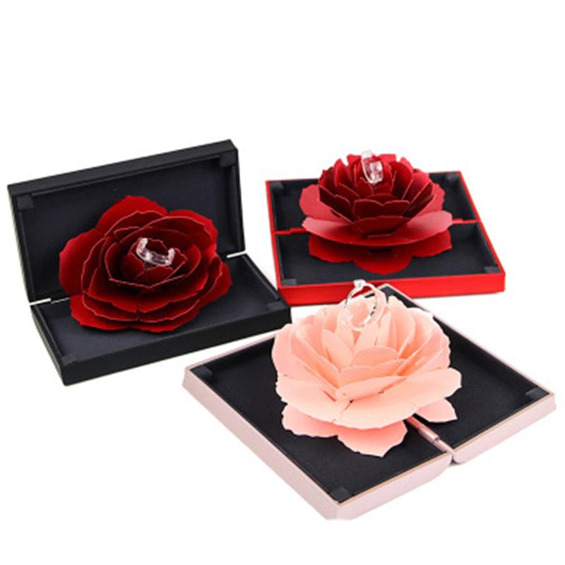 Stud Moissanite Ring Heart-shaped Roses 3 Kinds Can Choose Net Celebrity Design Box-image-700542112