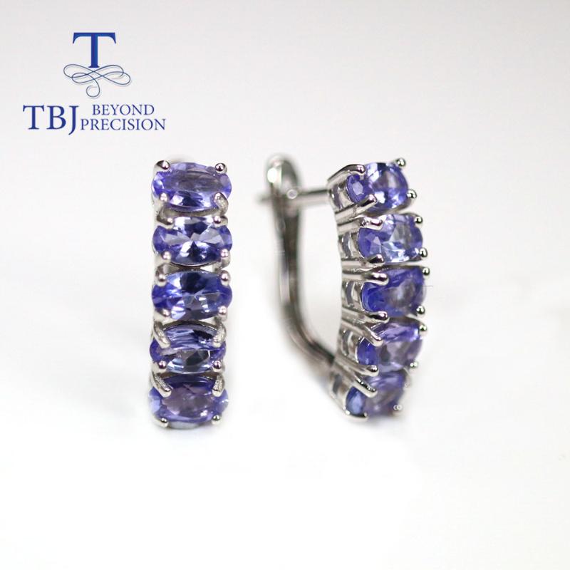 

Dangle & Chandelier TBJ,natural Blue Tanzanite Clasp Earring ,3ct Real Tanzania Color 10 Piece Oval 3*5mm 925 Sterling Silver Fine Jewelr
