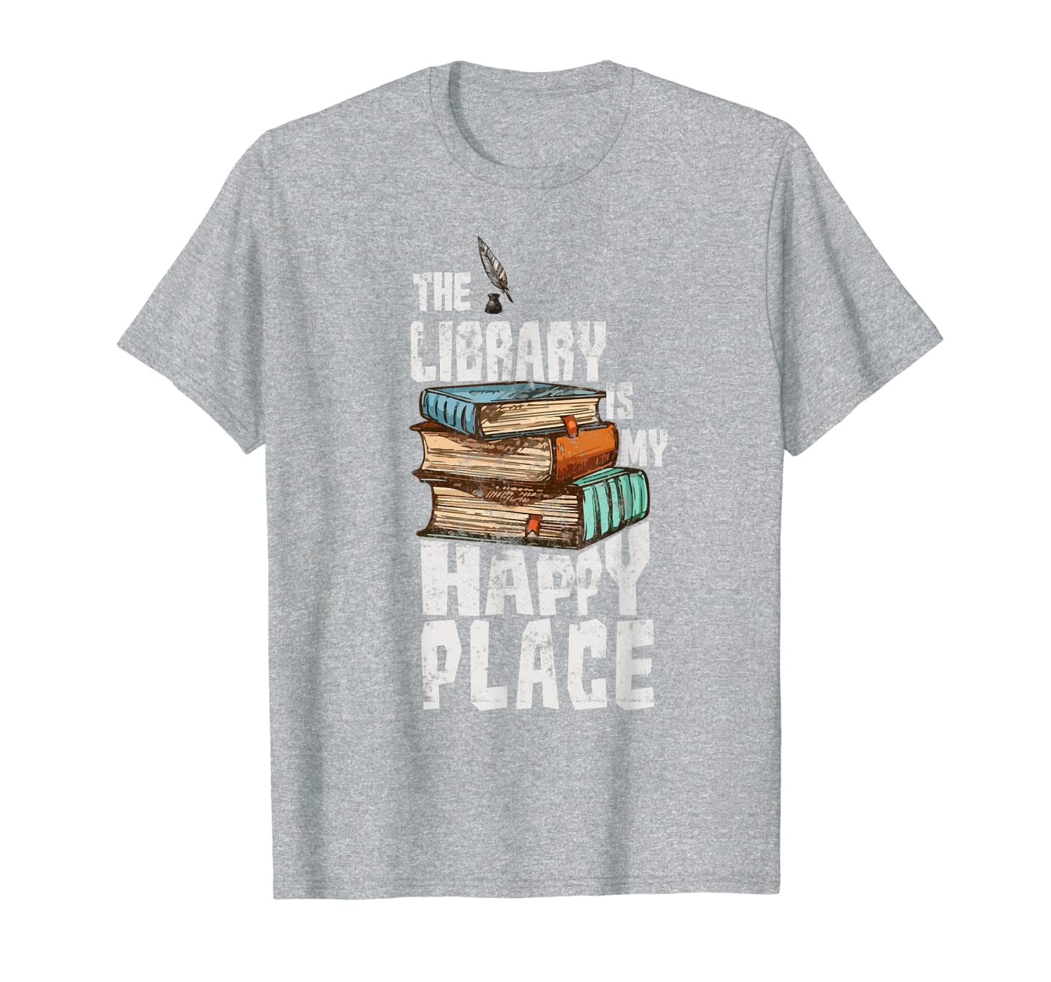 

librarian gift funny library happy place reading book lover t-shirt, White;black
