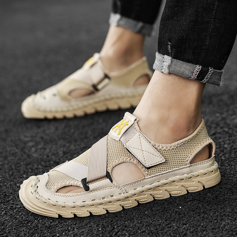 

Slippers Large size sandals men's summer soft soled driving shoes wear Baotou fashionable beach TVG8, 1# shoe box