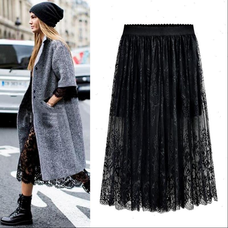 

wholesale women skirt lace hollow out white black spring plus size skirts m 6xl