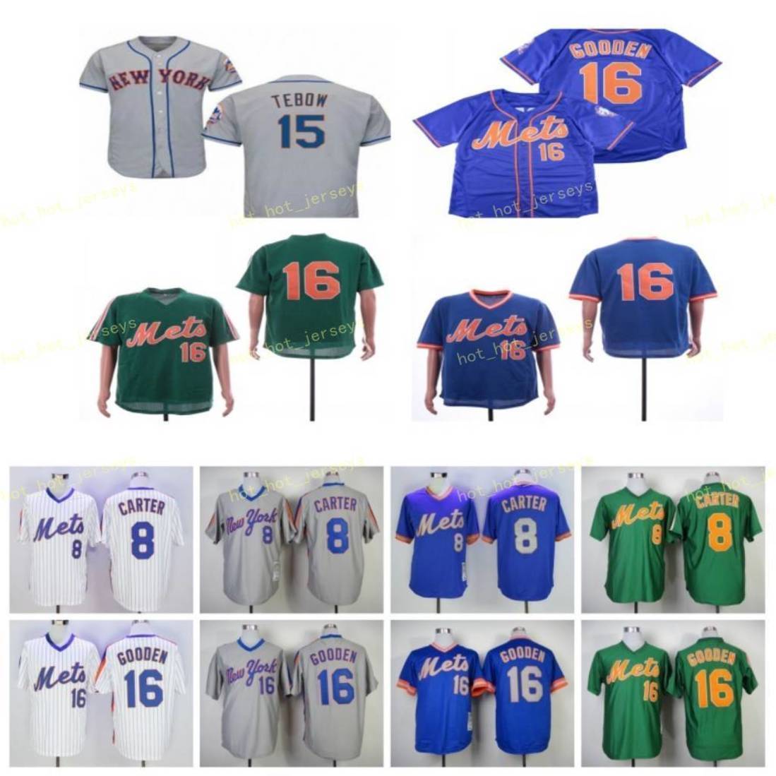 

Retired 8 Gary Carter Baseball Jersey 15 Tim Tebow 16 Dwight Gooden Vintage Retro Cooperstown Mesh Stitched Pullover, Men