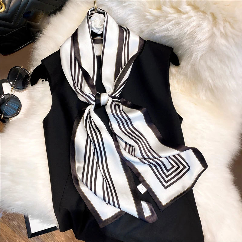 

2021 100% Silk Scarf For Women Long Print Luxury Natural Shawls Wraps Floral Summer Ladies Neckscarf Pure Scarves Bandana