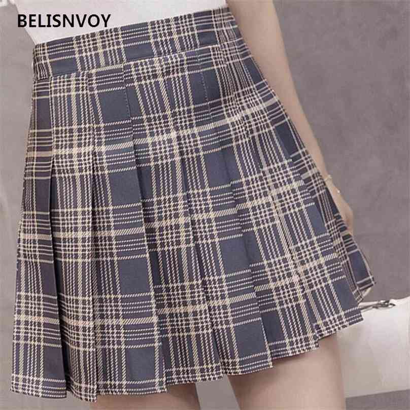 

Women Skirts Mini Plaid Summer Skirt High Waist Stitching Student Pleated Harajuku Preppy Cute Sweet Girls Dance Female 210520, Diy