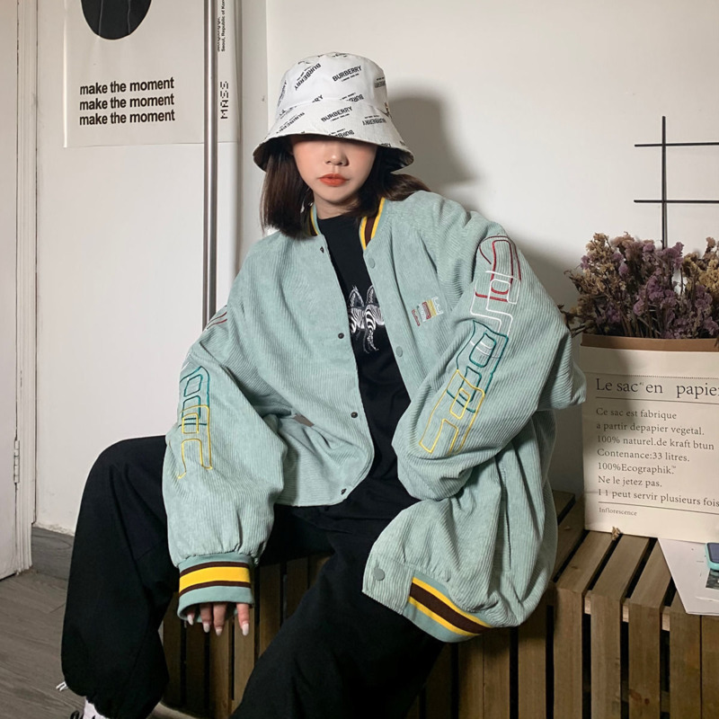 

women's jackets costura uniforme de beisebol das mulheres dos homens casais estudantes primavera outono nova jaqueta retro casaco velud, Black;brown