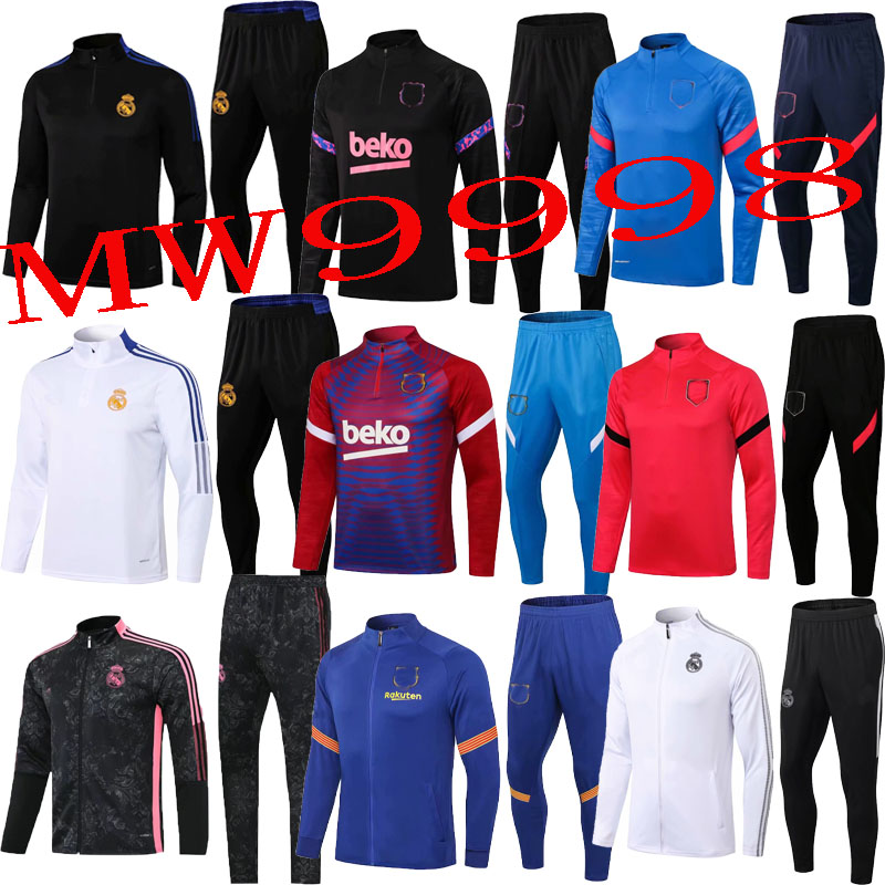 

Real Madrid Atletico 21 22 soccer Jersey Jacket suit coat Sweatshirt set Long sleeves trousers Black green white blue red gray training wear 2021 2022