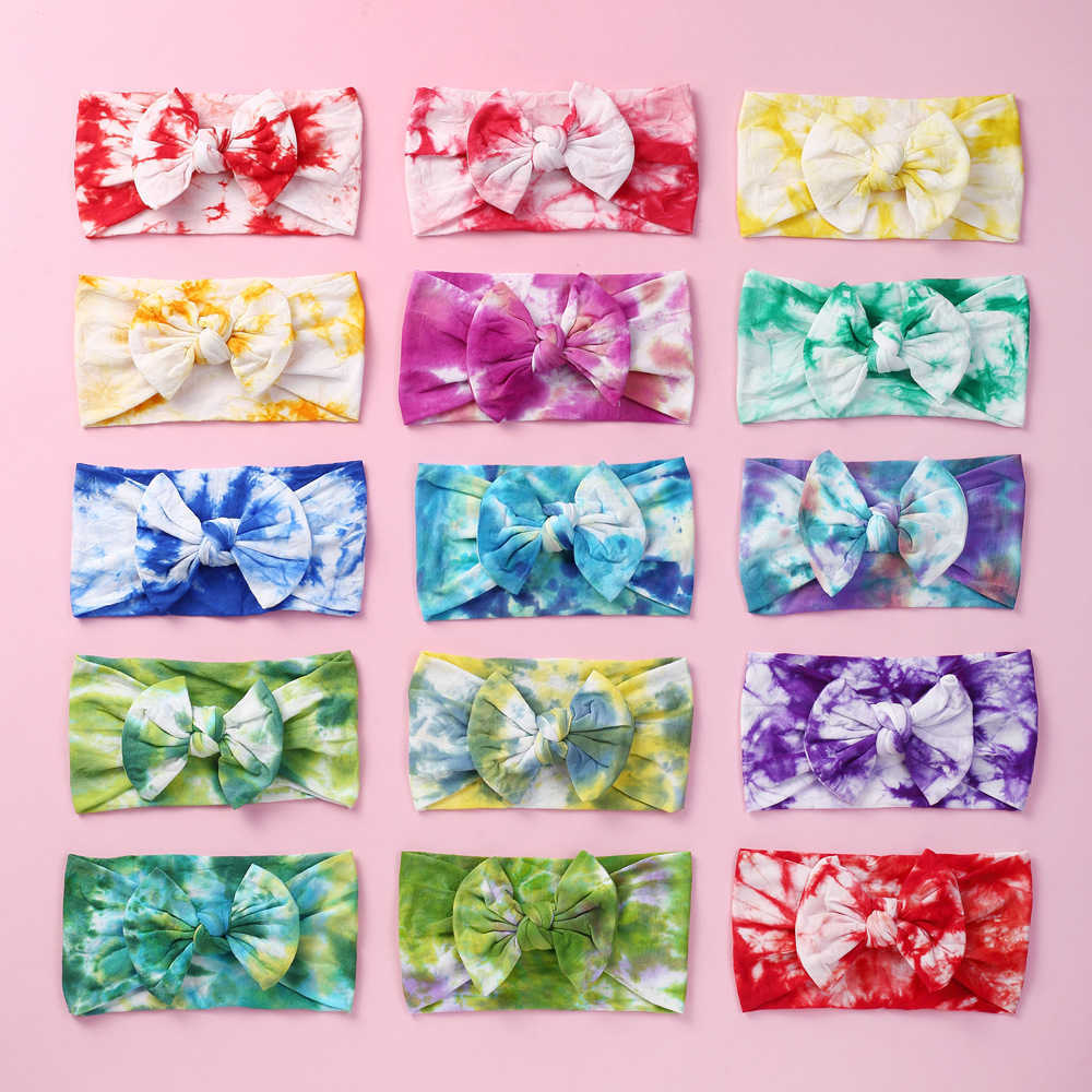 

Kids Girls Bow Tie Dye Headbands Printed Baby Bowknot Hairbands Soft Nylon Elastic Baby Hair Wrap Wide Band Headband Hair Accessories LY6801, Kids size