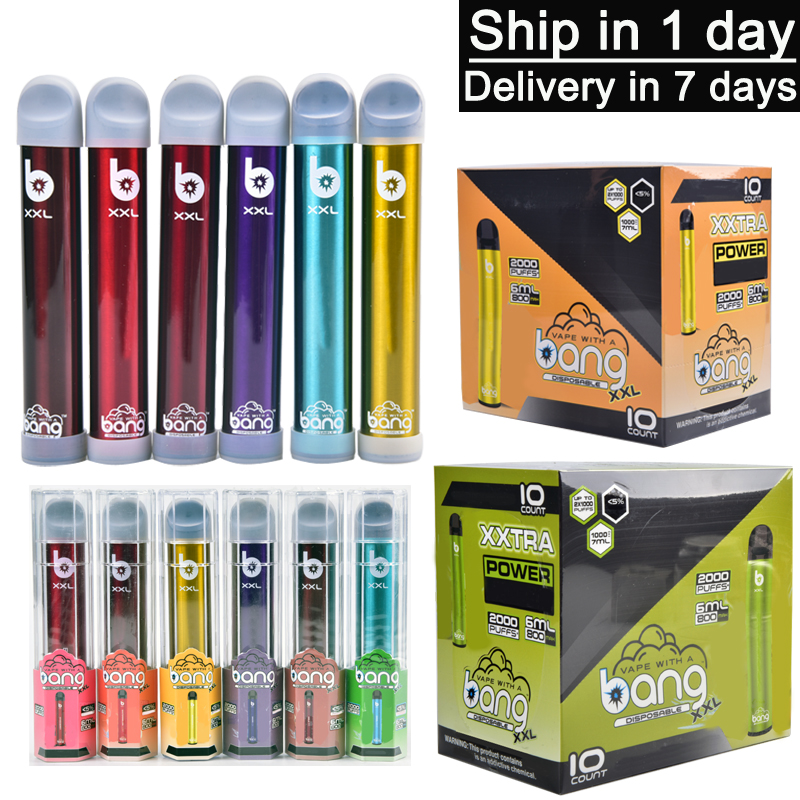 

Bang XXL E Cigarettes 2000 Puffs Disposable Vape Pod Device Kit 800mAh Power Battery Pre-filled 6ml Kits Pen