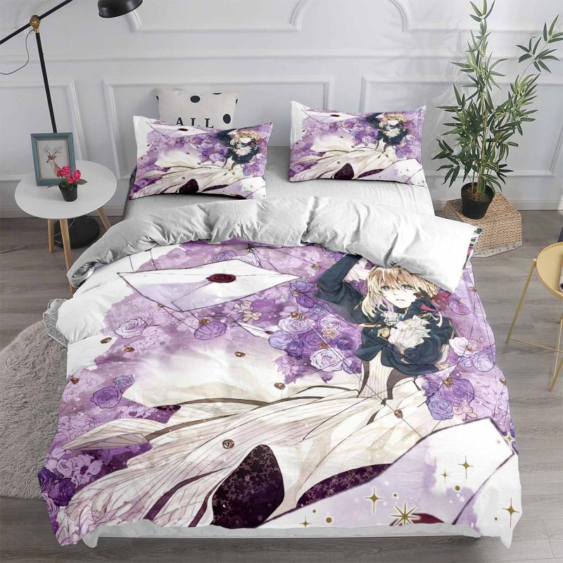 

Bedding Sets Japan Anime Violet Evergarden Set Blonde Girl Duvet Cover Kawaii Bed King Queen Size Kids Home Bedroom Decor