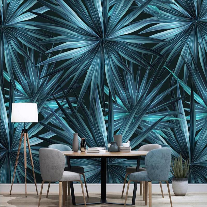 

Wallpapers Milofi Custom Large 3D Wallpaper Mural Fresh Hand-painted Tropical Plants Modern Minimalist Background Wall Decoration, Silk cloth