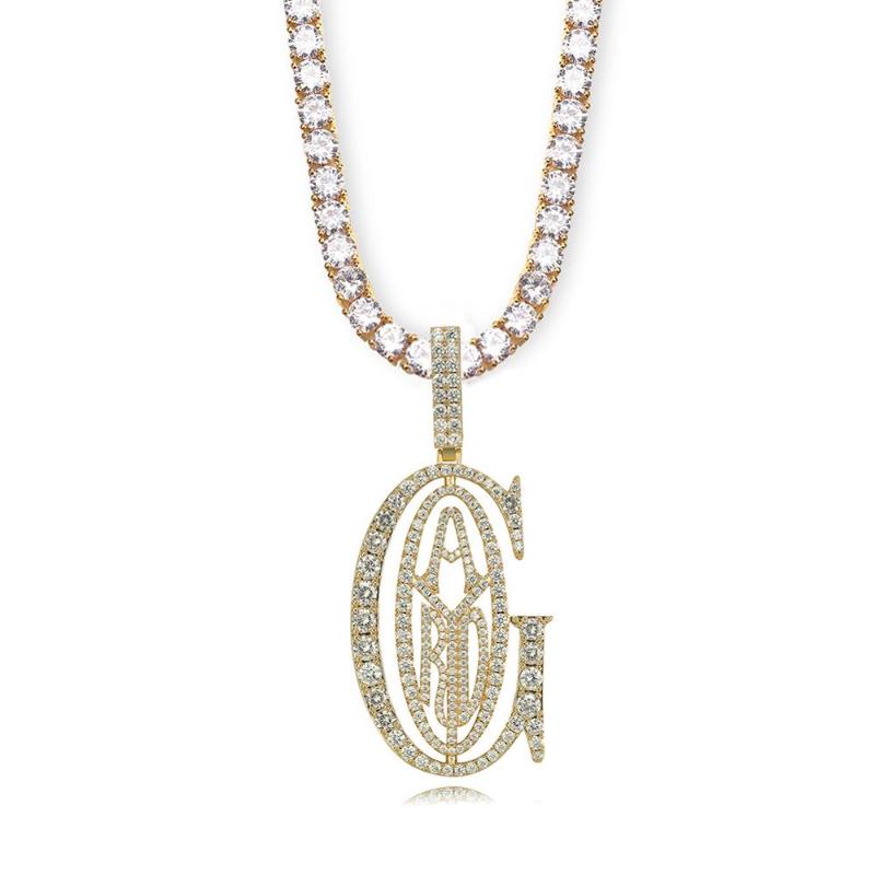 Pendant Necklaces Hip Hop Rapper Tyga G OUT Micro Pave CZ Design Big Bail For Men Jewelry Gift Tennis Chain Exquisite Letters Necklace-image-708542581