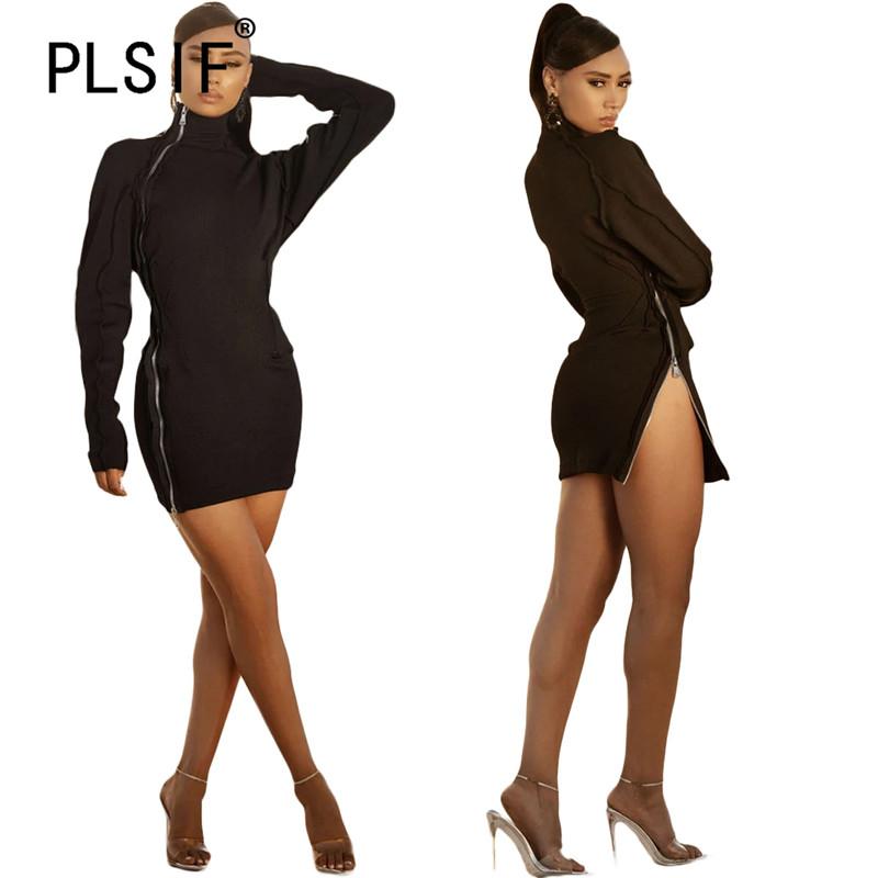 

Fashion Style O Neck Black Color Mini Dress Ladies Full Sleeve Short Party Club Female Vestidos Casual Dresses, Black;gray