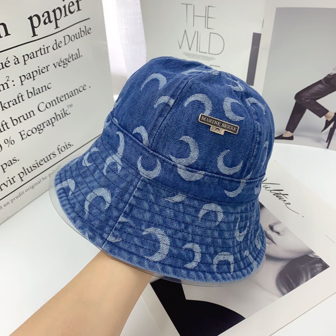 

Serre Marine crescent moon Feng Yu Shuxin same fisherman's hat, Blue;gray