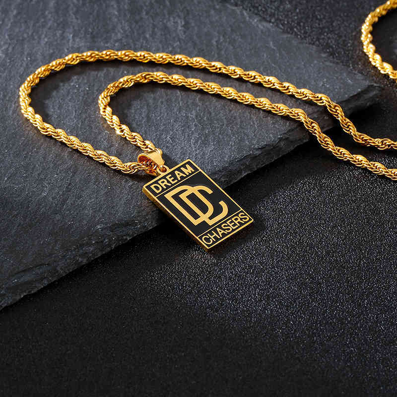 

Gold Dream Chasers pendant cuban chain hip hop necklace for men and women