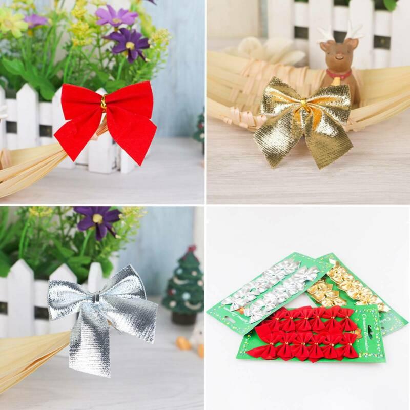 

Christmas Decorations 12Pcs/Set Bows Bowknot Tree Ornaments Hanging Home Party Decoration Decore