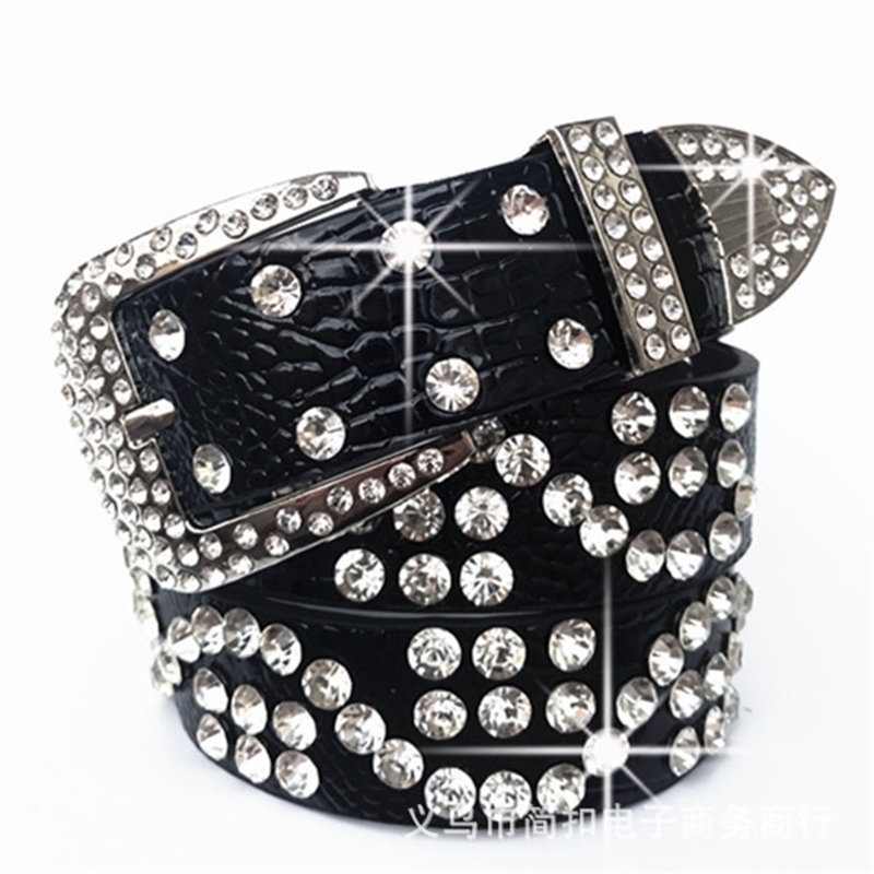 

Designer belts 2023 Diamond water diamond fashion versatile white decoration women's buckle jeans wide belt factory outlet