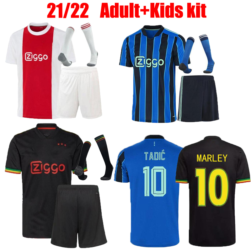 

2021 2022 adult kids kit socks soccer jersey Bob Marley TADIC NERES CRUYFF 21 22 KUDUS ANTONY BLIND PROMES football shirt uniform Home Away Third, Black