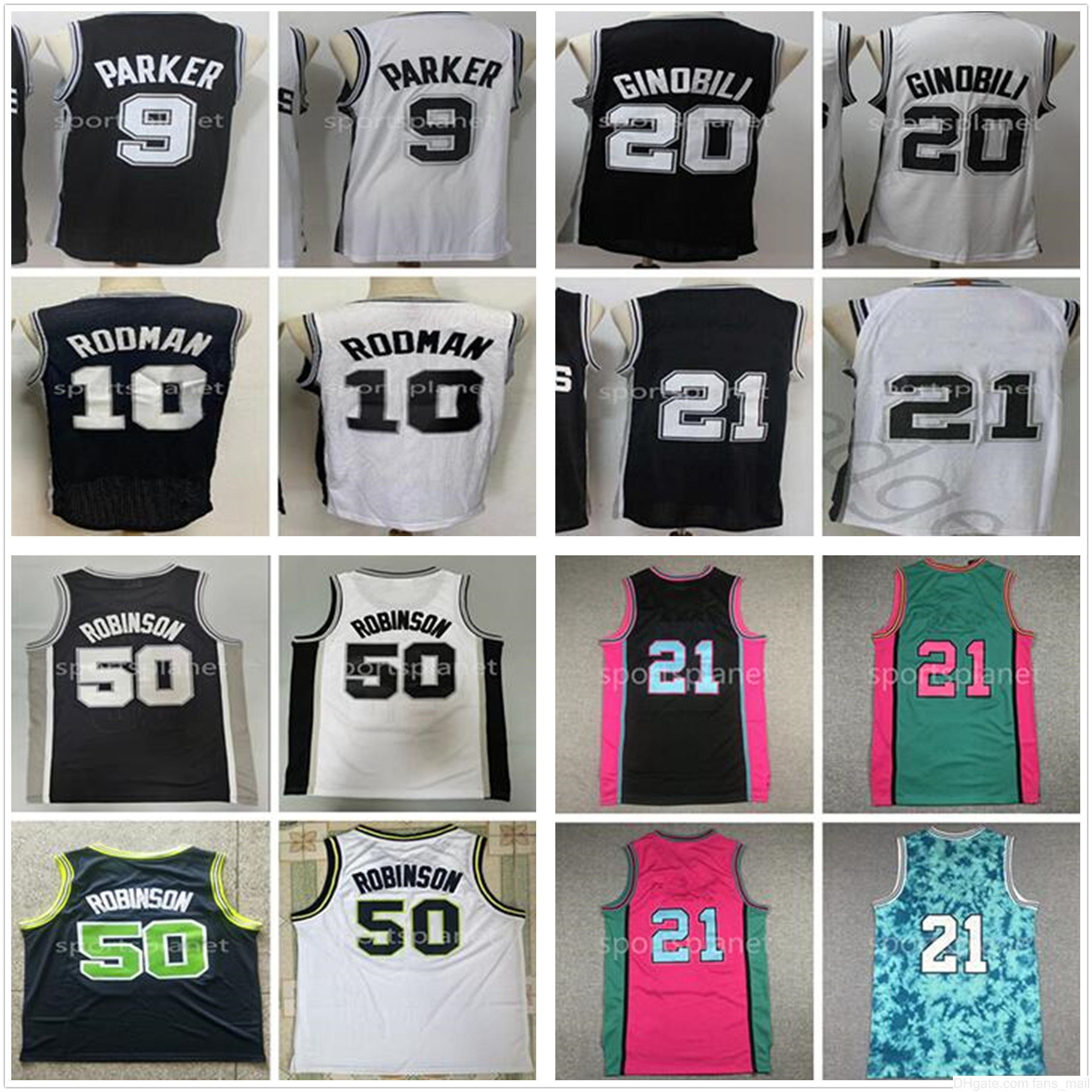 

San's Antonio's Spurs's Basketball Tim 21 Duncan Mens's Nba's Jerseys David Mens Retro 50 Robinson Dennis 10 Rodman Tony 9 Parker Manu 20 Ginobili, As picture