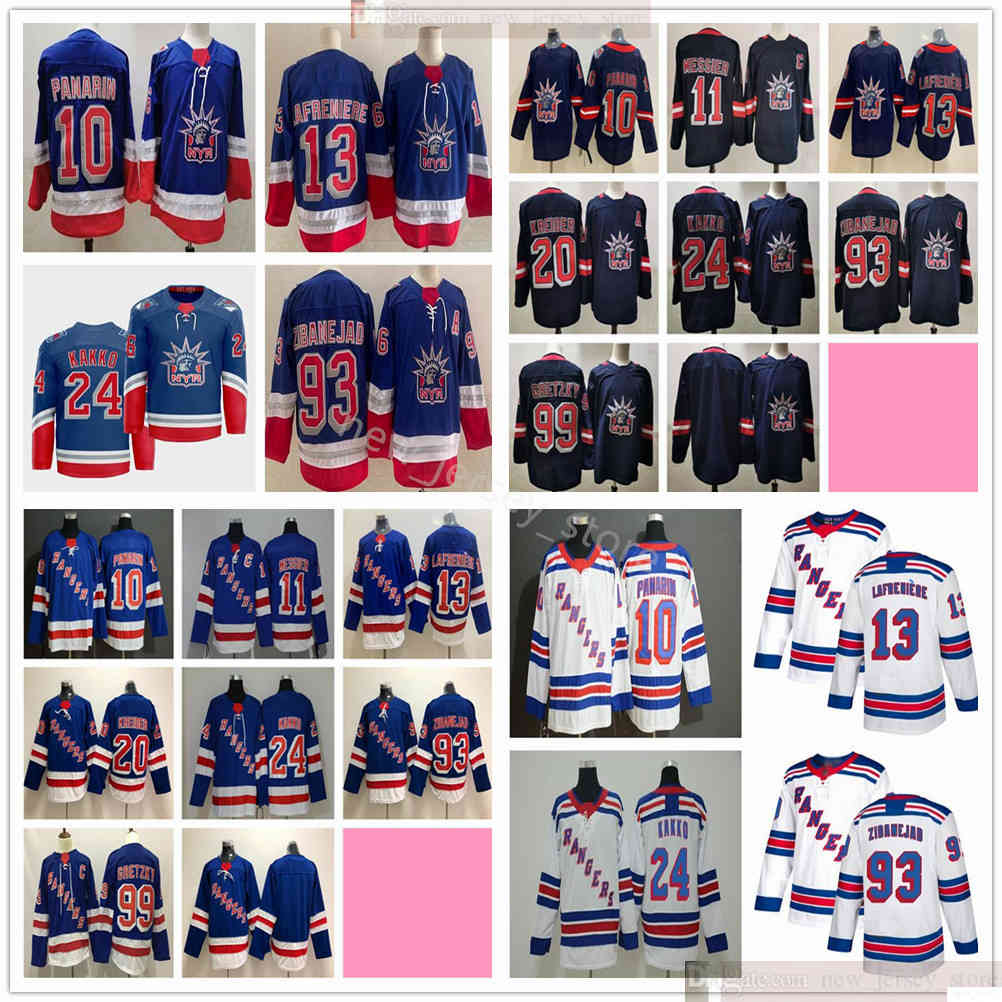 

2021 2022 New York Rangers Hockey Jerseys Artemi Panarin Mark Messier Alexis Lafrenier Kaapo Kakko Mika Zibanejad Chris Kreider Shattenkirk, Black;red