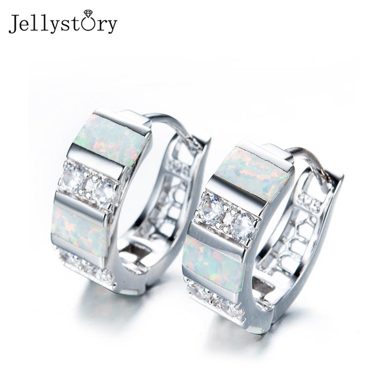 

Stud Jellystory Selling 925 Sterlling Silver Earrings White Blue Opal Gemstone For Women Wedding Pretty Gifts 2021, Golden;silver