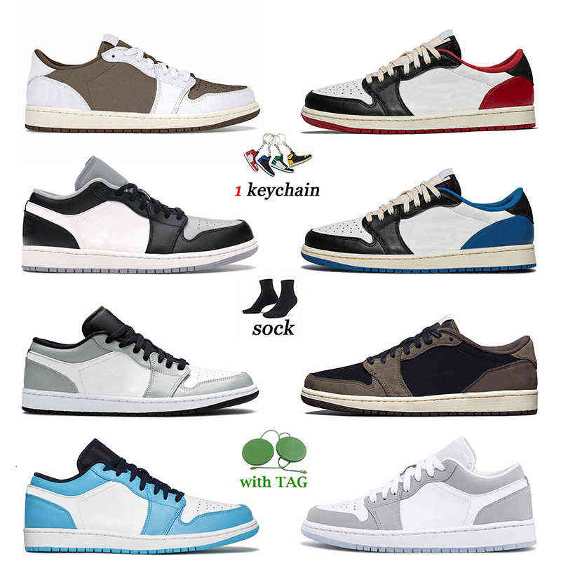 

With Box JORDN Top Fashion Designer Low 1s Travis Jumpman Basketball Shoes Mocha UNC Black Toe Fragment Wolf Grey Elephant SE Arctic Punch Panda Mens Women Size 36-47, C33 low gold toe 36-46