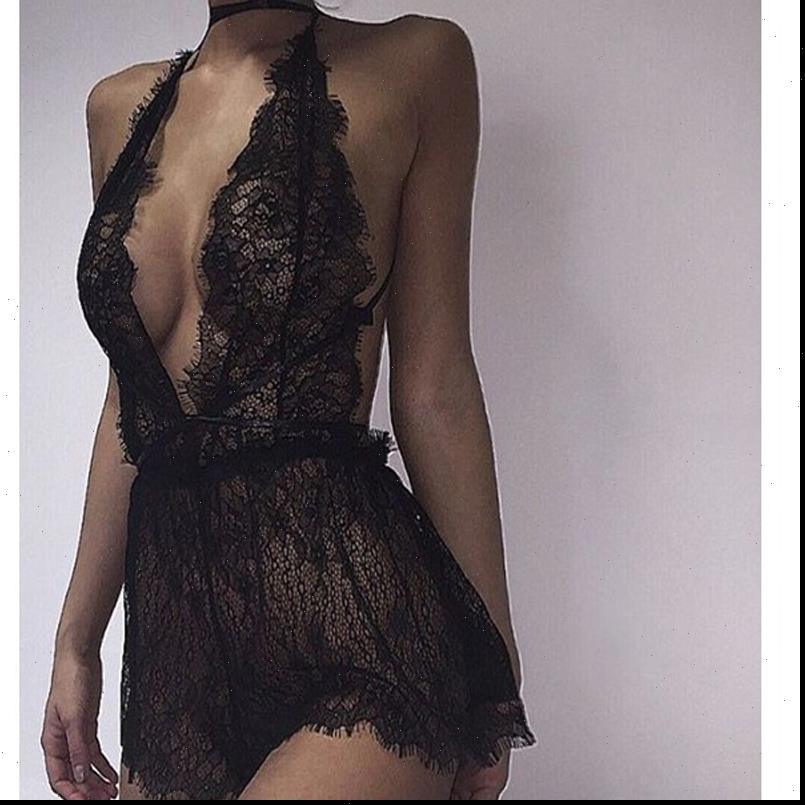 

bodysuit rompers lace women sleepwear crochet playsuits deep v neck back hollow out black jumpsuit plus size, Black;red