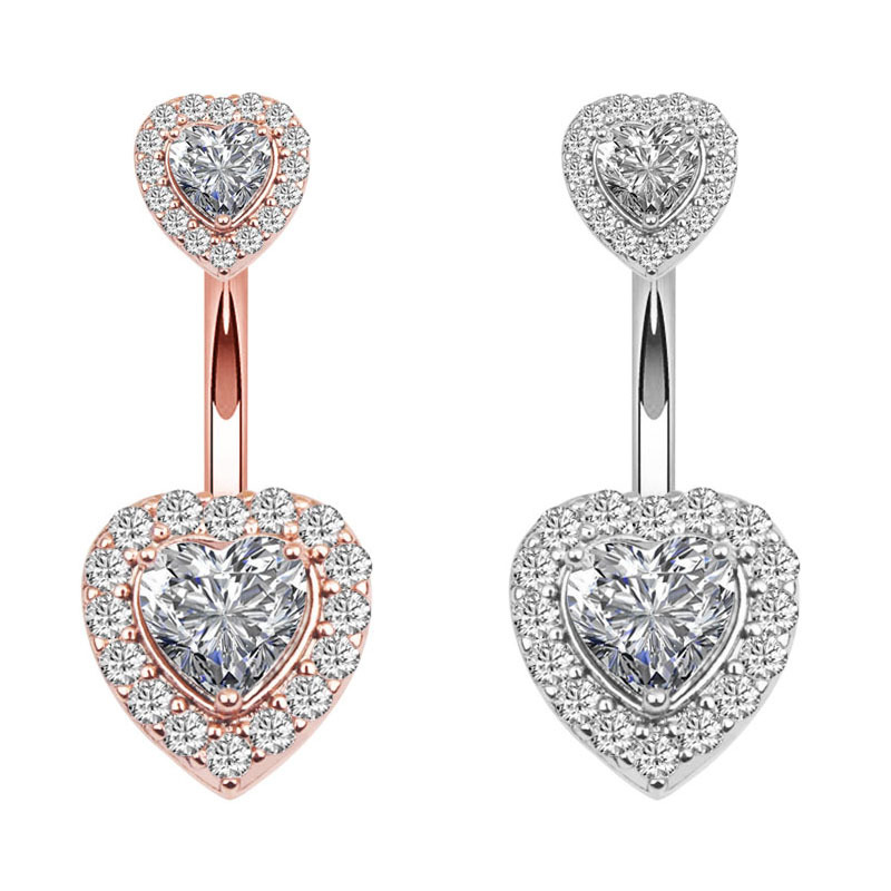 

Allergy Free Stainless Steel Navel Belly Button Rings Button Diamond Heart Body Jewelry for women girls Will and sandy