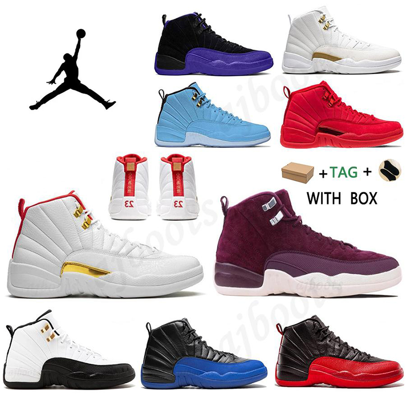 

2021 12 12s Men Women Basketball shoes Jumpman Dark Concord Reverse Sports Sneakers Trainers Flu Game Gold Anniversary Bred, Box