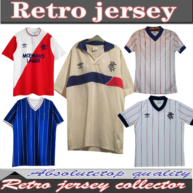 

Glasgow 82 83 84 85 86 87 88 90 93 94 95 96 97 98 99 Glasgow Rangers Retro jerseys blue away white GASCOIGNE LAUDRUP Soccer Shirts MCCOIST f, Black;yellow