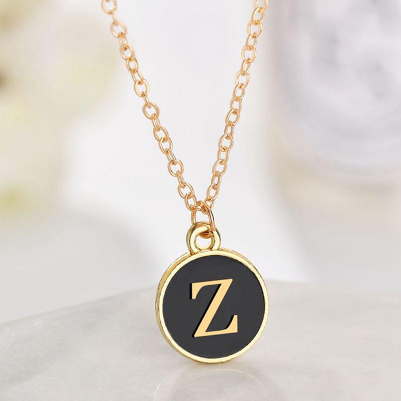 

Pendant Necklaces Initial Necklace Personalized Letter Alphabet Simple A To Z DIY Charm Round Clavicle