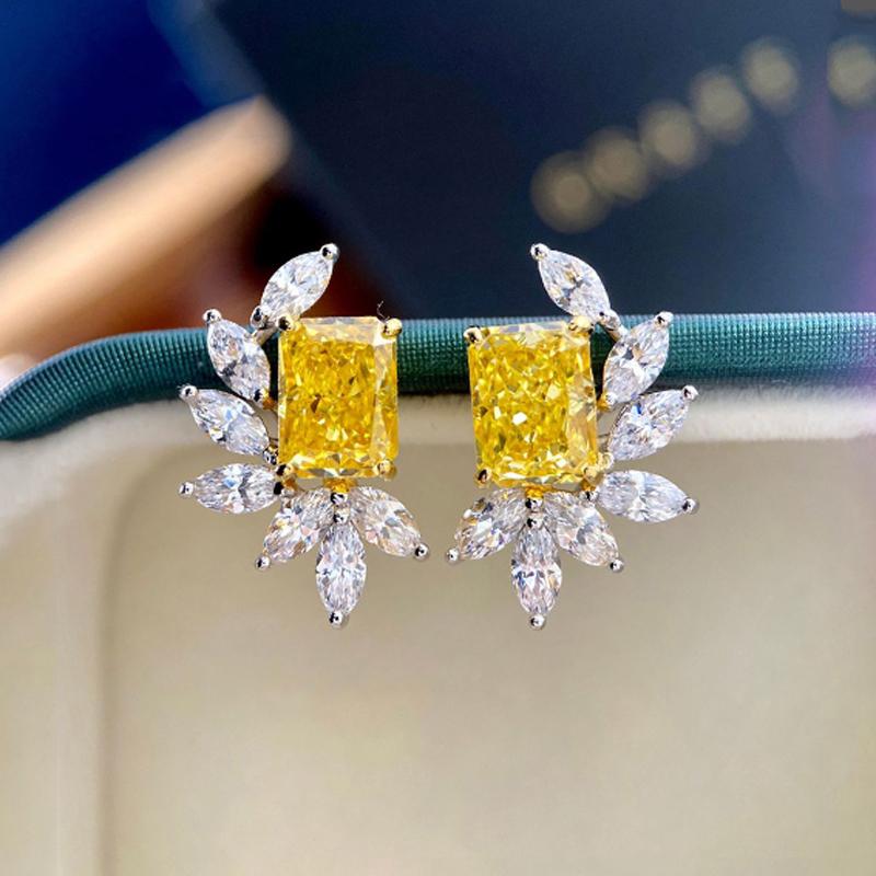 

Stud DJMAX 100% Sterling Silver Pink High Carbon Diamond Earrings For Women Sparkling Wedding Party Fine Jewelry Wholesale, Golden;silver