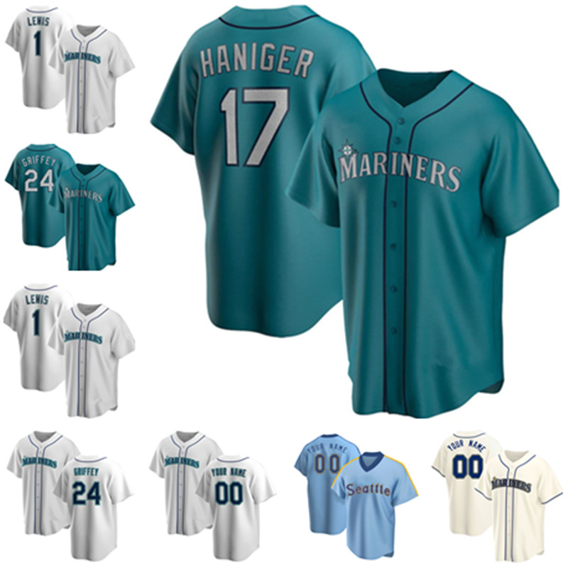 

Seattle Lewis 17 Mitch Haniger 24 Ken Griffey Jr. Jersey Custom Kyle Seaer Ichiro Suzuki Edgar Martinez Daniel Vogelbach Felix Hernand, Jersey {shuishou}