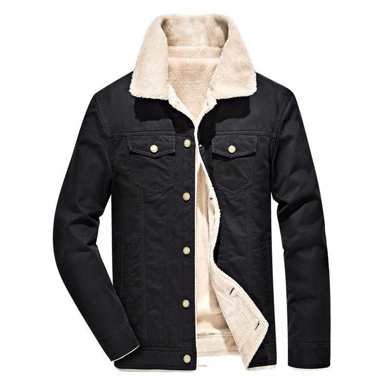 

Men's Jackets KIOVNO Winter Warm Fur Collar Thermal Outwear Coats For Male Clothing L Windbreak Fleece Lined Size -6XL, Black