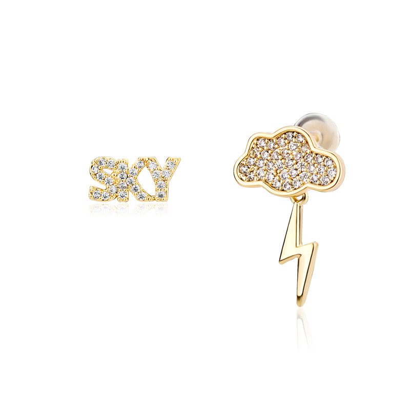 Full Crystal Zirconia CZ SKY Cloud Stud Earrings Trendy Top Quality Gold Silver Color Men Women Punk-image-747872856