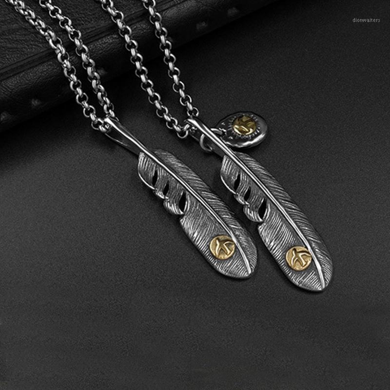 

Chains Necklace Men Stainless Steel Feather Pendant Chain Necklaces For Wholesale Mens Accessories Male Gold Hip Hop
