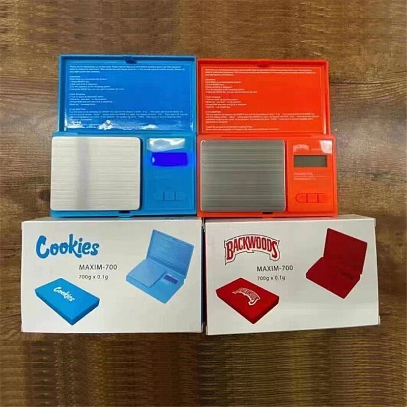 

Cookies Backwoods Digital Scale Red Blue 700g 0.1g Jewelry Gold Tobacco Stash Weight Vapes Measurement Device Flip Style Kit