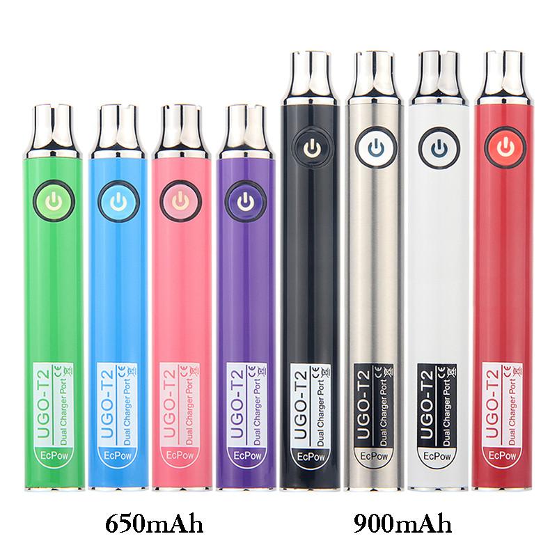 

Original ECPOW UGO T2 Battery Variable Voltage Vape Pen 650mah 900mah with Dual USB Charger Port for 510 Tanks Cartridges