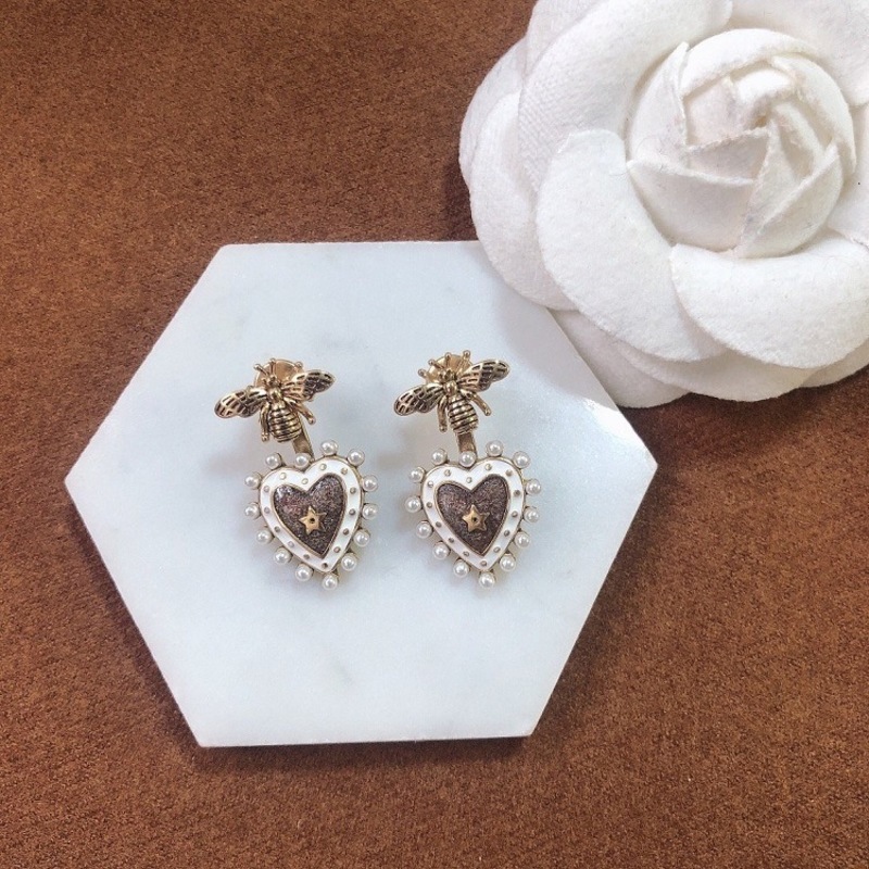 

designer Jewellery earrings womenhome new bee heart Pearl Earrings Fashion Trend advanced Earrings HKE3