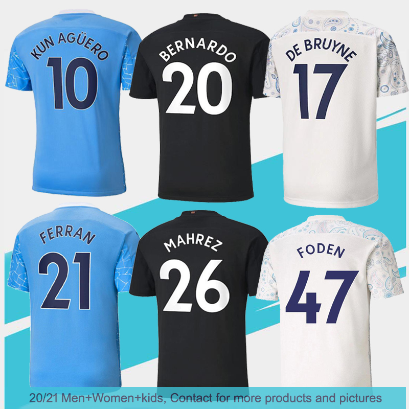 

20 21 city soccer jersey STERLING KUN AGUERO DE BRUYNE G.JESUS FODEN BERNARDO MAHREZ RODRIGO football shirt men women and kids kit, Black;yellow