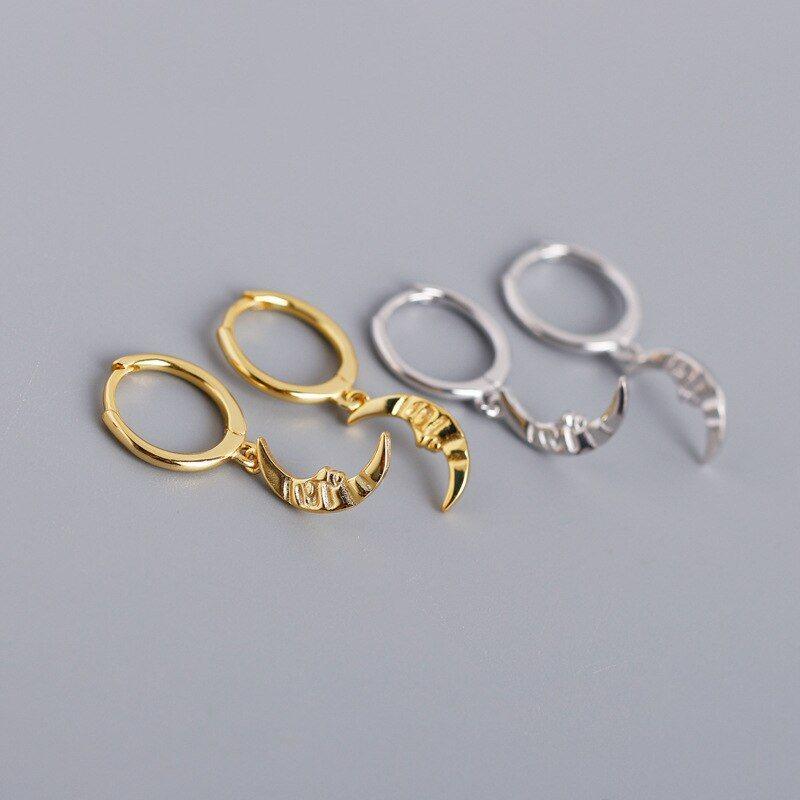 

Dangle & Chandelier A00391 925 Sterling Silver Minimalist Baroque Style Moon Spike Stud Eearrings For Women Punk Piercing Pendiente Jewelry