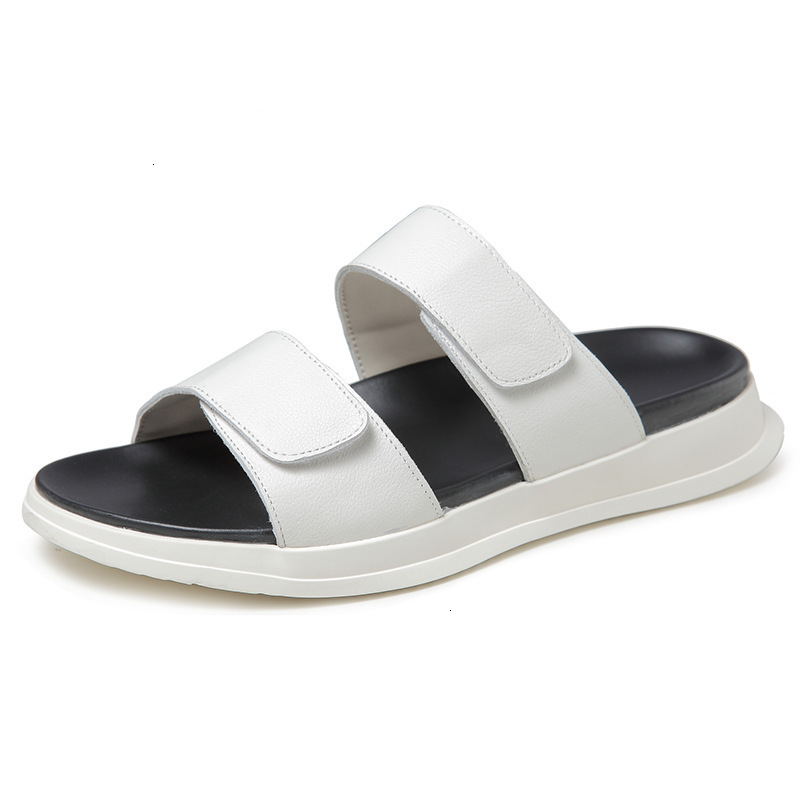 

personalized Slippers summer men's fashion versatile Leather Flip Flop casual outdoor non slip soft soled beach shoes GBOD, 1# shoe box