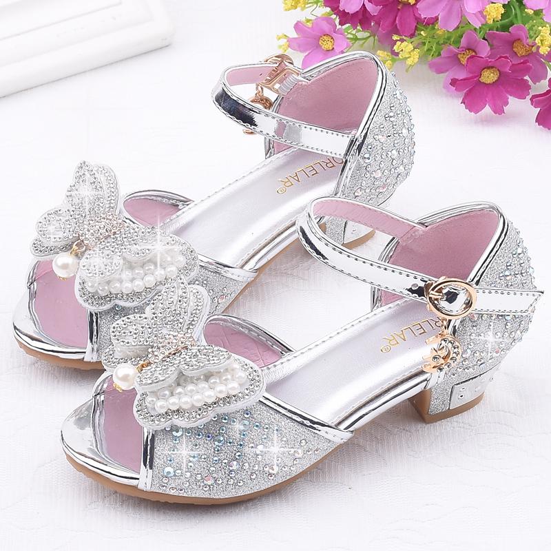 

Sandals Children Girls High Heels Summer Kids Little Princess Shoes With Bow Soft Bottom Comfortable Party Fashion, Pink