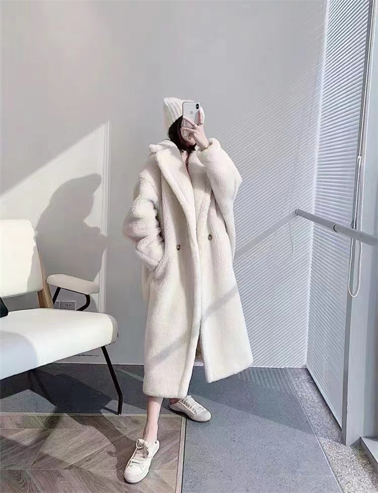 

Wool Coat Brand Designer Autumn And Winter Women's Stand-up Collar Fashion Long Coatss Small Cashmere Loose Coats, Black
